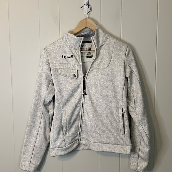 B By Burton White Gray Floral Print Asymmetrical Zippered Jacket Size Small - Picture 1 of 7